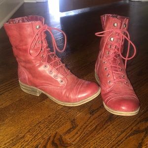 RED COMBAT BOOTS